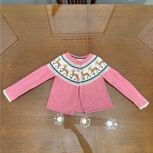 Baby Boden Pink Sweater with Reindeer Pattern
